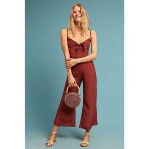 Anthropologie Faithfull The Brand Presley Cropped Jumpsuit Smock Wide Leg Dress